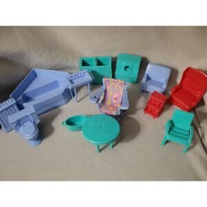 Lot 13 Vintage Doll Furniture MCM Mid Century Living Room Kitchen Bath Room